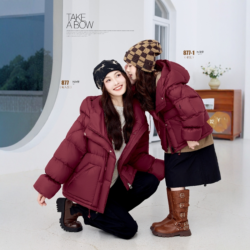 短款泡芙面料童装羽绒服外壳