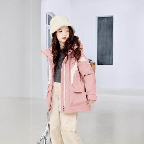 女童脱卸内胆派克羽绒服外壳