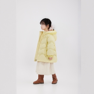 2025新款女小童中长休闲时尚连帽羽绒服翻新定做改款非九成品衣壳