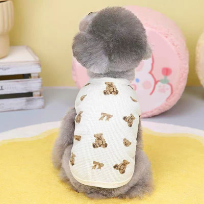 宠物猫咪背心比熊泰迪狗狗衣服春夏秋冬可爱小熊睡衣两脚衣家居服