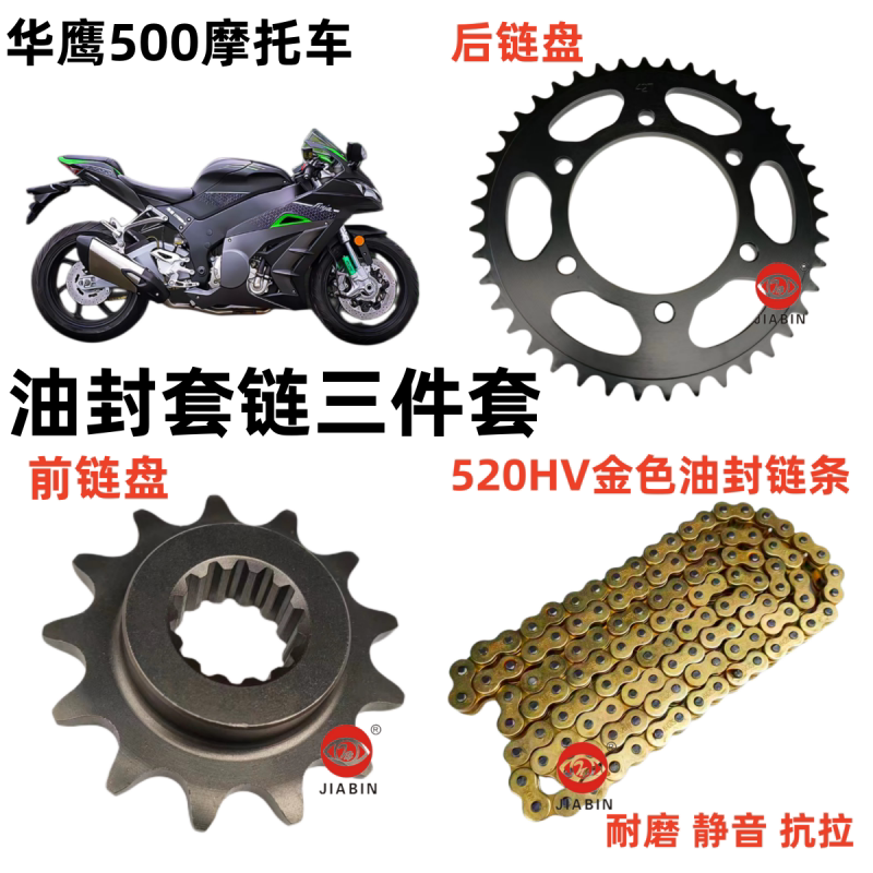 适用于国产R6跑车华鹰500趴赛摩托车套链链盘链轮大小齿油封链条