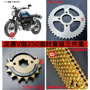 龙嘉V咖/250大小链轮复古摩托车LJ250-V牙盘静音油封链条