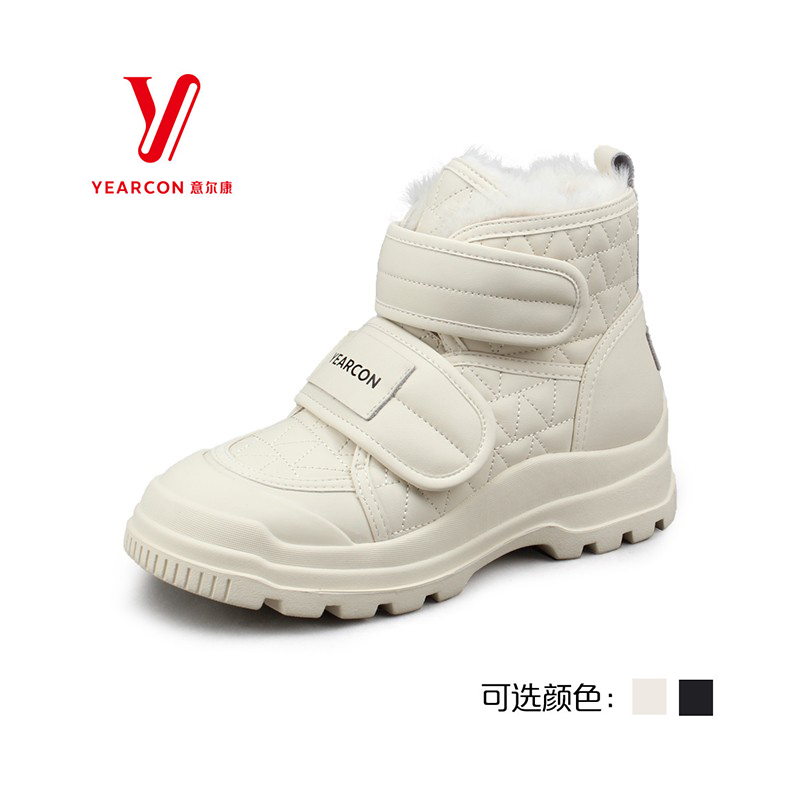 意尔康加绒保暖厚底雪地靴短靴