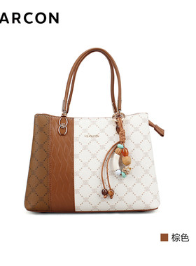 意尔康女包2026春季新款女士撞色时尚印花单肩斜挎手提包61Y23051