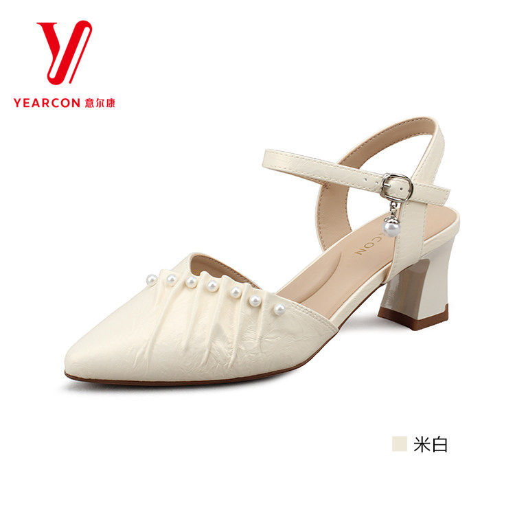 意尔康女鞋2025尖头高跟凉鞋