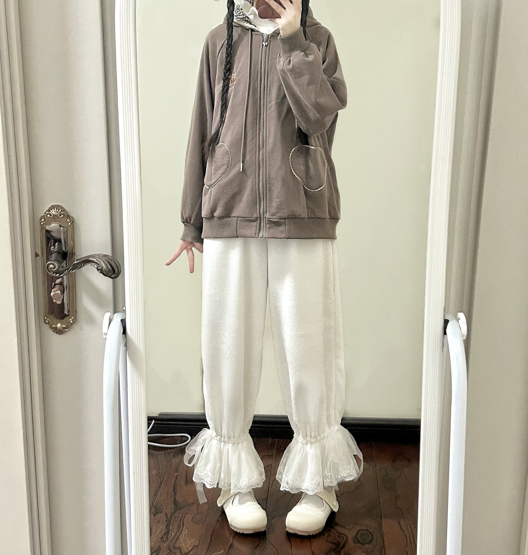 日系软妹秋冬Lolita加长蕾丝花边南瓜裤加绒汉服中裤打底灯笼裤