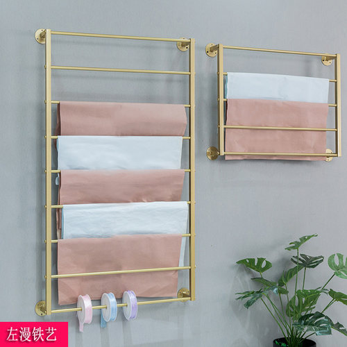 服装店展示架上墙围巾架壁挂货架铁艺丝巾织带面料布料铁艺收纳架