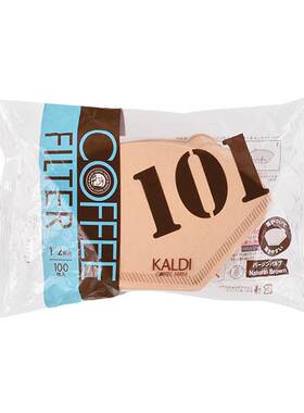 日本Kaldi 滴漏一次性咖啡家用扇形咖啡滤纸101原木无漂白1到2杯