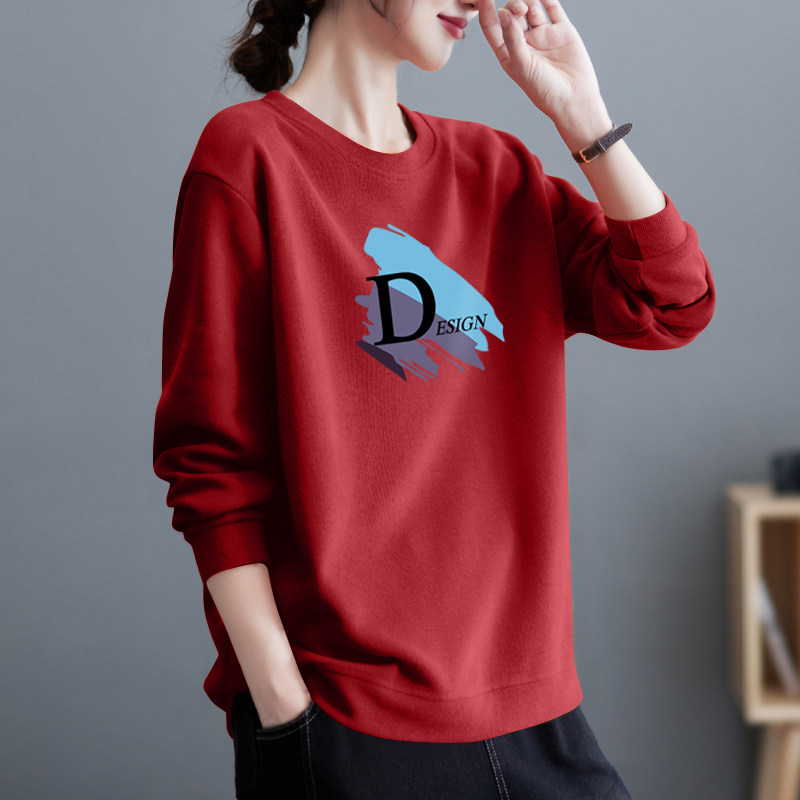外贸出口纯棉上衣女宽松显瘦卫衣