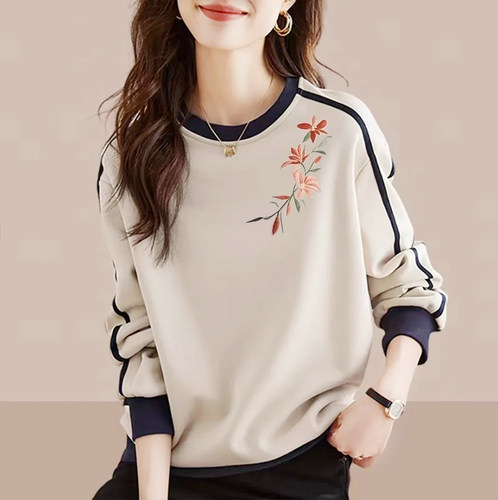 纯棉时尚印花长袖卫衣女