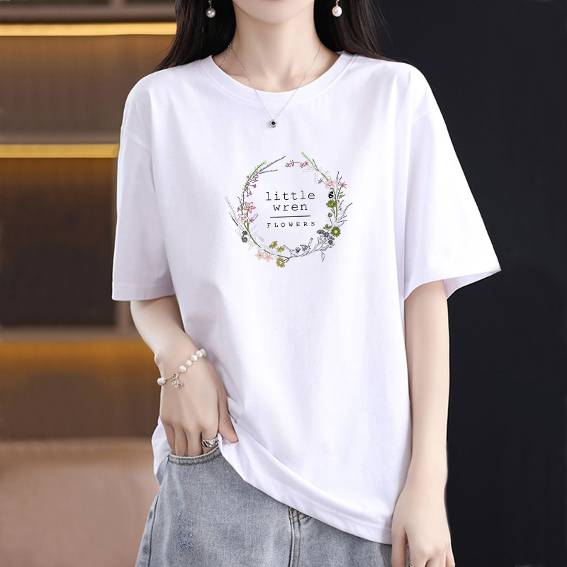 折扣店正品纯棉中长款印花t恤女