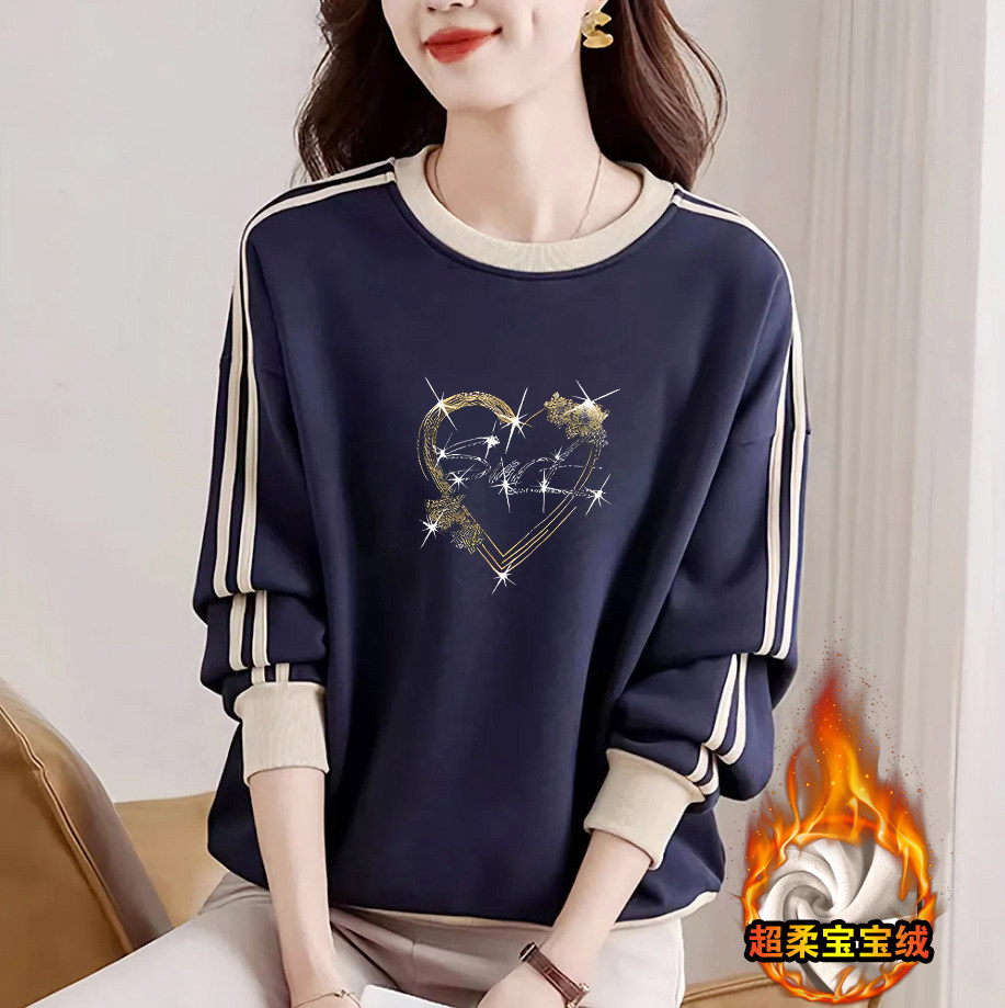 品牌出口正品纯棉时尚长袖加绒卫衣女秋冬款气质减龄拼色显瘦上衣,女装/女士精品,大码内搭,淘宝优惠券,粉丝福利购,淘宝优惠卷