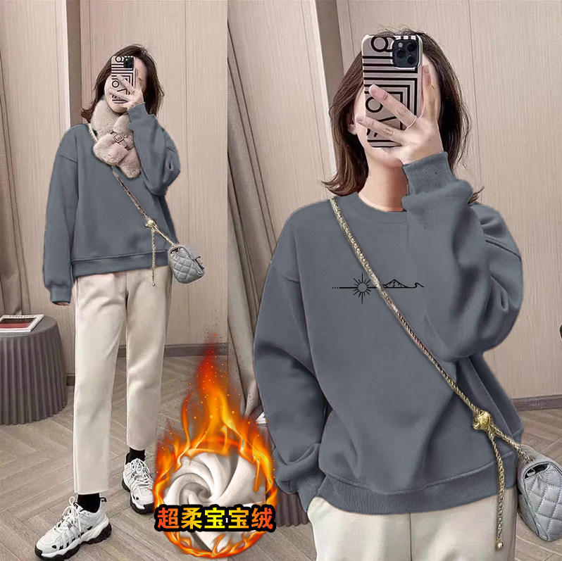 纯棉长袖印花卫衣女秋冬款