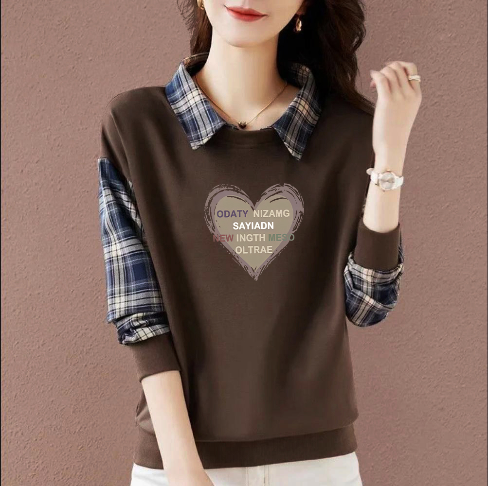 纯棉时尚拼接长袖卫衣女