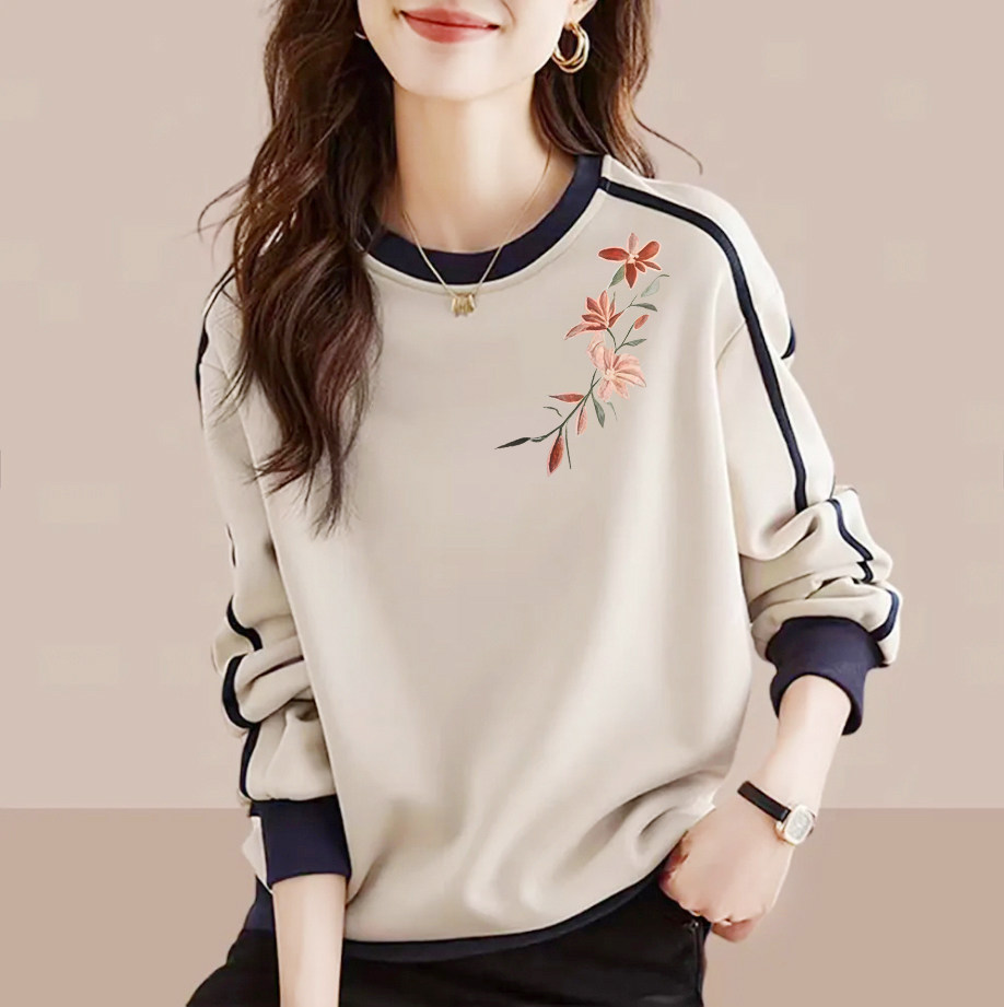 纯棉时尚印花长袖卫衣女