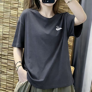 休闲上衣 遮肚显瘦时尚 外贸品牌出口100%纯棉印花短袖 t恤女夏新款