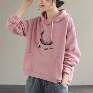 百搭显瘦休闲上衣 连帽卫衣女春秋款 品牌专柜撤柜清仓纯棉时尚 长袖