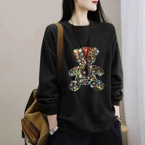 纯棉时尚印花长袖卫衣女