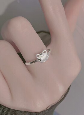 猫眼石虎头戒指女小众设计高级感本命年虎年生肖老虎开口戒指简约