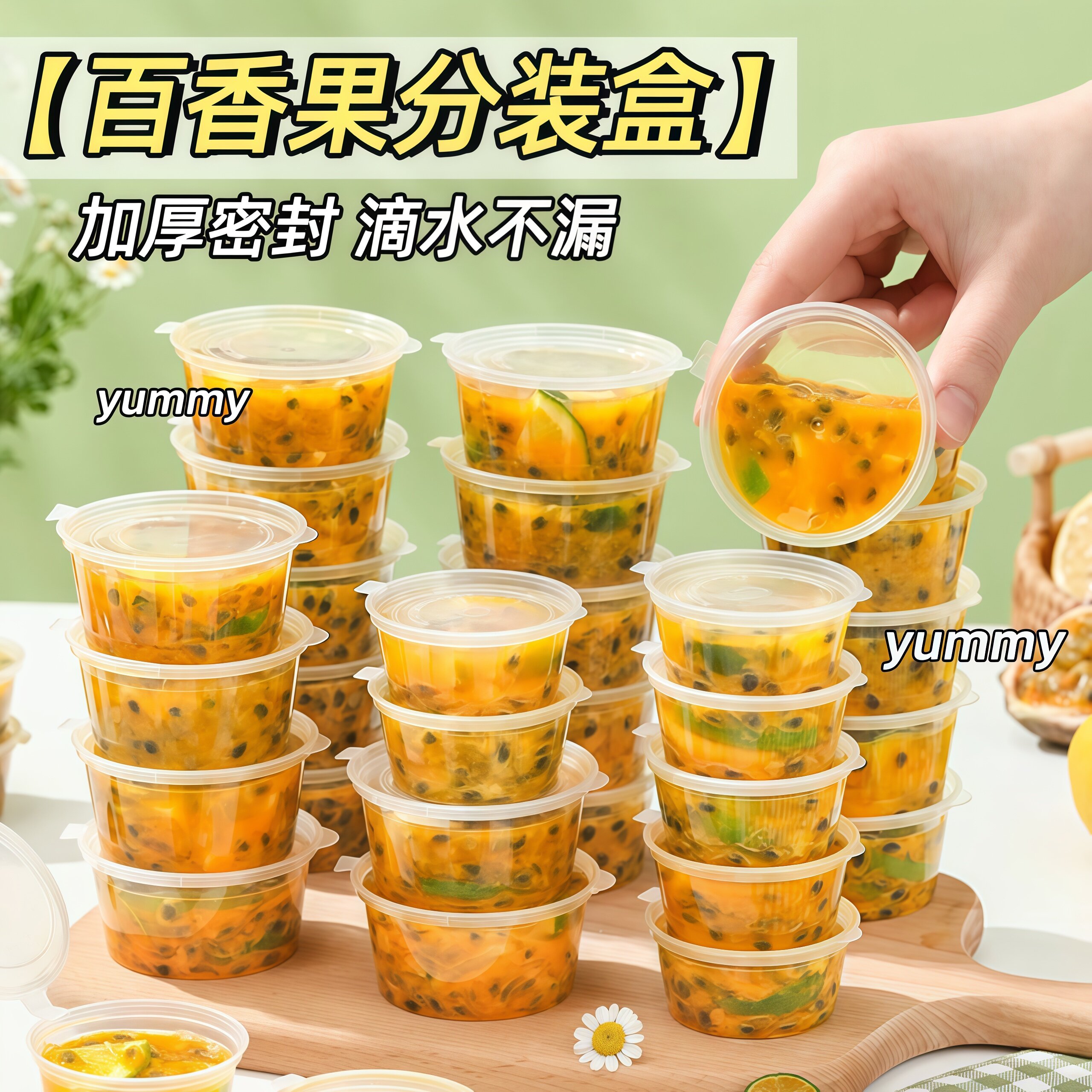 百香果柠檬果茶食品级密封分装盒