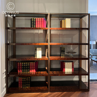 欧申纳斯意式 轻奢书架设计师落地靠墙多层架书房家用不锈钢展示架
