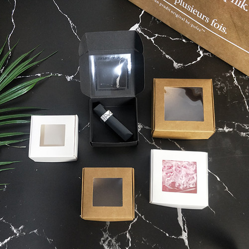 牛皮纸手工皂礼品透明包装盒