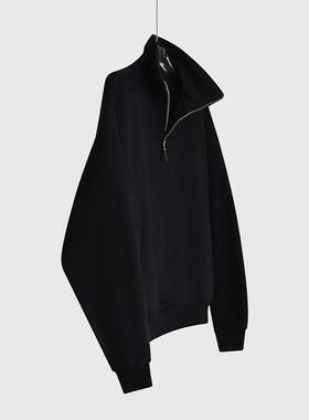 太百搭  美式oversize高街立领半拉链卫衣情侣同款高端廓形女加绒