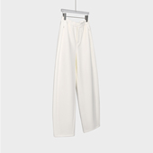 女松紧阔腿高腰休闲美式 巨好看欧货软糯米裤 加绒弯刀卫裤 运动白色