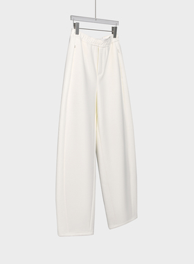 巨好看欧货软糯米裤加绒弯刀卫裤女松紧阔腿高腰休闲美式运动白色