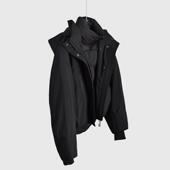 韩系白鹅羽绒服内胆三合一冲锋衣两件套女秋冬超短款 立领夹克黑色