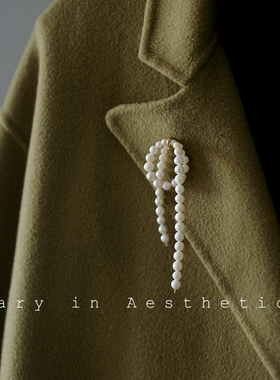 VIA途经时髦优雅小众秋冬毛衣装饰真天然淡水珍珠胸针别针配饰品