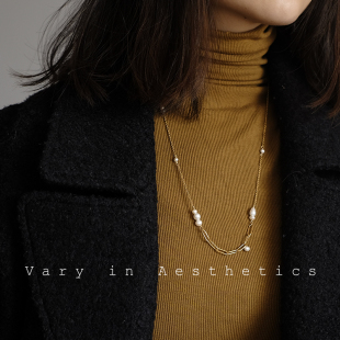 项链 潮天然淡水珍珠毛衣链女秋冬长款 VIA途经气质长款 百搭新款