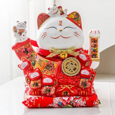 招财猫开业店铺收银前台自动摇手摆件创意家用乔迁发财猫客厅礼品
