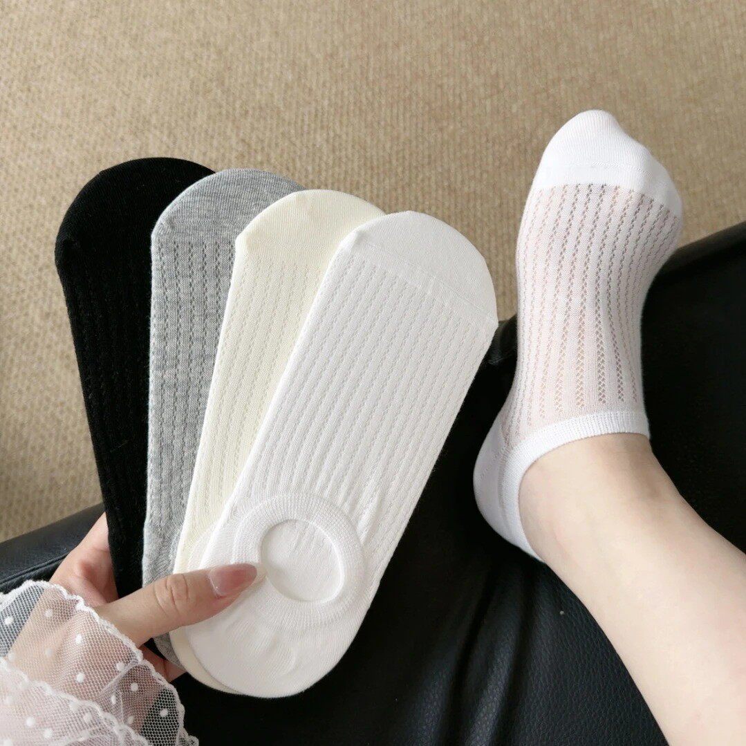 纯色船袜女纯棉夏季薄款ins潮网眼透气防滑不掉跟浅口隐形袜子女
