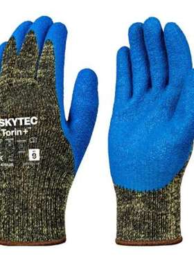 Skytec SKG00055DF Torin 蓝黄尼龙工作手套 8号乳胶涂层