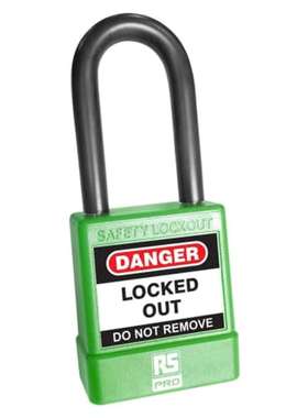 RS PRO RS PRO 绿色防抱死锁 钢制 PVC 安全锁定挂锁 6毫米 挂钩