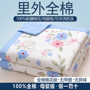 A类夏凉被夏季 全棉棉花芯纯棉可机洗田园小清新 空调被子2024新款