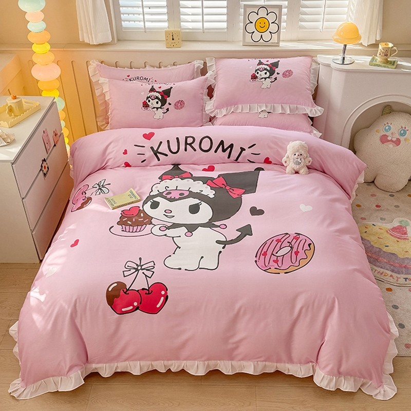 库洛米儿童四件套纯全棉公主女孩花边被套床笠床裙款0.9m1.35定制