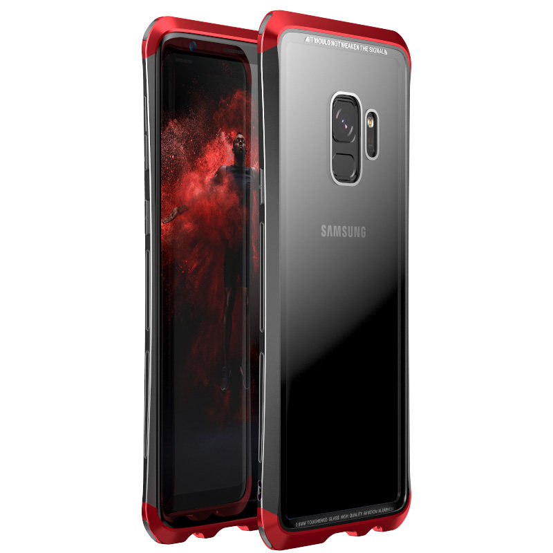 Luphie Nunchaku Airframe Metal Frame Air Barrier Tempered Glass Back Case Cover for Samsung Galaxy S9 Plus & Samsung Galaxy S9