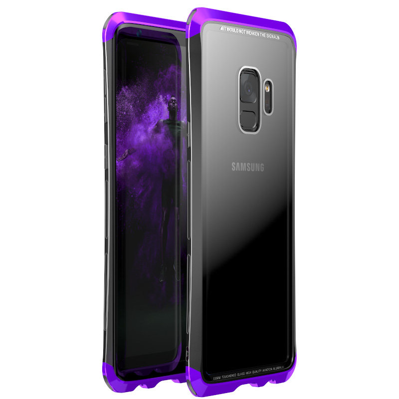Luphie Nunchaku Airframe Metal Frame Air Barrier Tempered Glass Back Case Cover for Samsung Galaxy S9 Plus & Samsung Galaxy S9