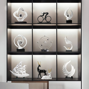 高级感小众老板办公室摆件现代简约领导书柜轻奢高档桌面艺术装饰