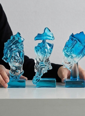 现代简约蓝色抽象艺术装饰摆件