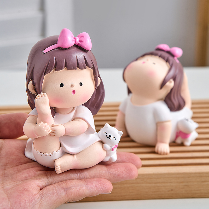 可爱办公室桌面瑜伽女孩摆件