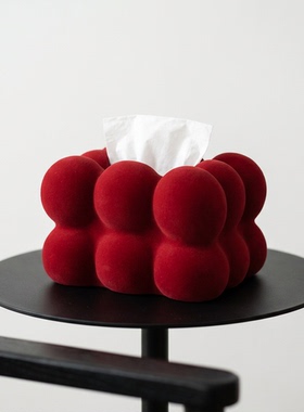 创意红色毛绒球球客厅装饰摆件