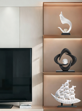 简约现代客厅电视柜壁龛酒柜装饰品摆件轻奢高档餐边柜背景墙摆设