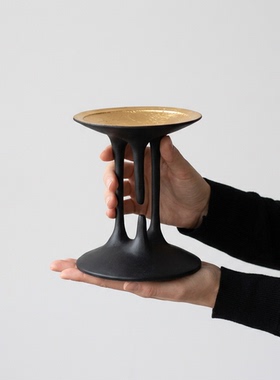 极简风陶瓷金色内胆高脚杯摆件