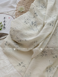 天丝苎麻数码印花面料新中式复古风国风碎花布童装连衣裙女装旗袍