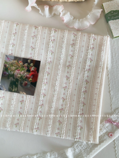 发圈手工diy 韩系ins粉色碎花印花提花剪花暗纹条纹全棉布料服装