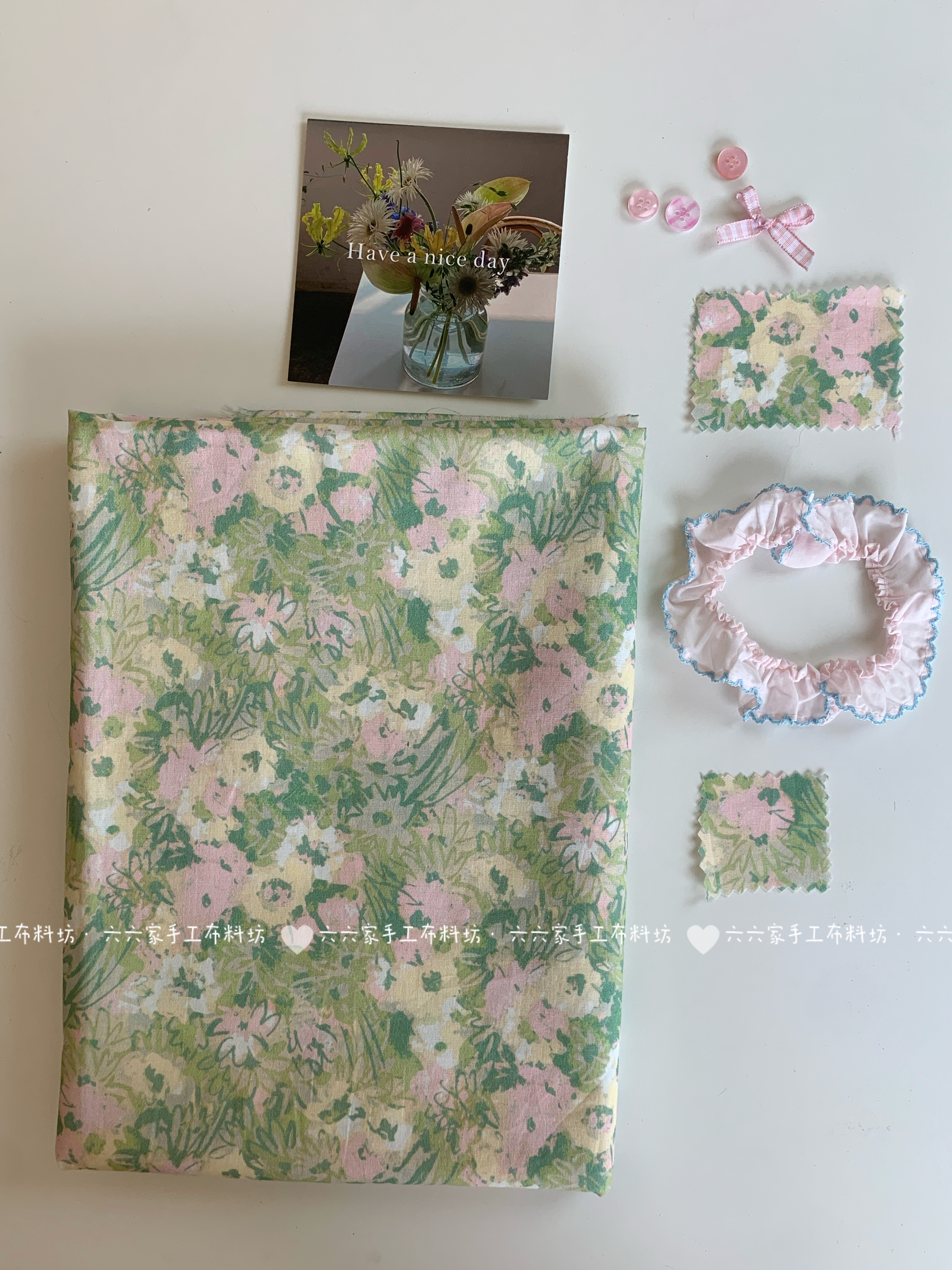 六六家全棉40支印花布料碎花小碎花面料家居服发饰童装布diy布料