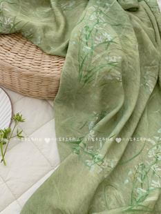 天丝苎麻数码印花面料新中式复古风国风碎花布童装连衣裙女装旗袍